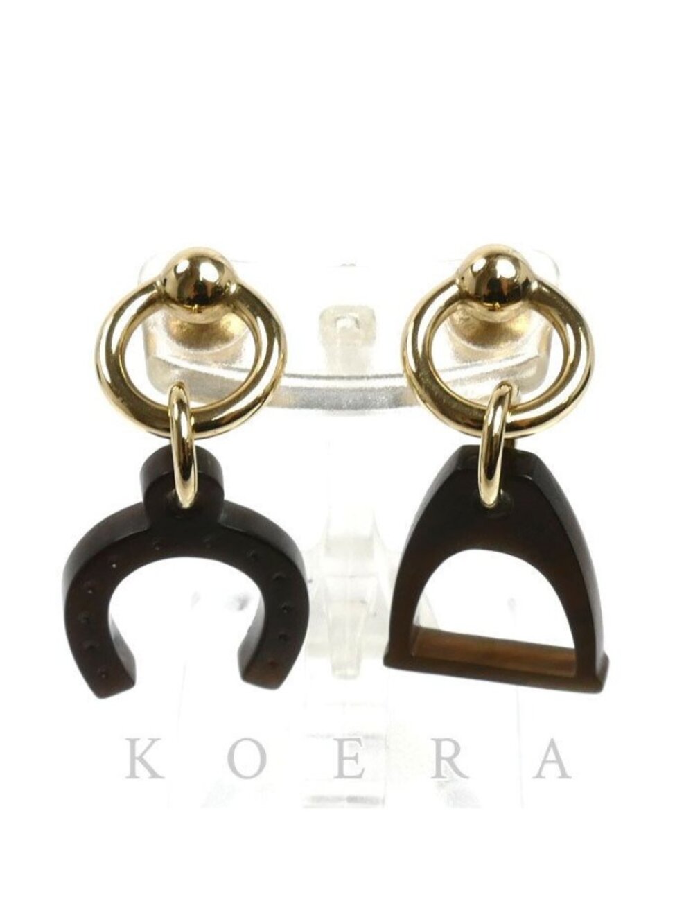 Hermes Buffalo Horn Amulette Equestre Earrings